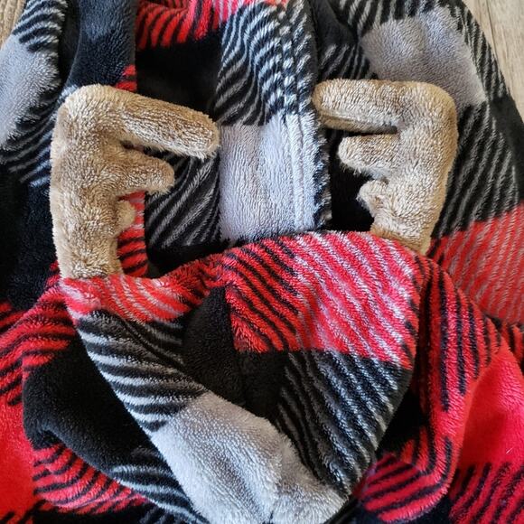 Cuddl Duds Hooded Robe Moose Antlers Youth Size Large Plaid Belted Animal Bath - Picture 9 of 9